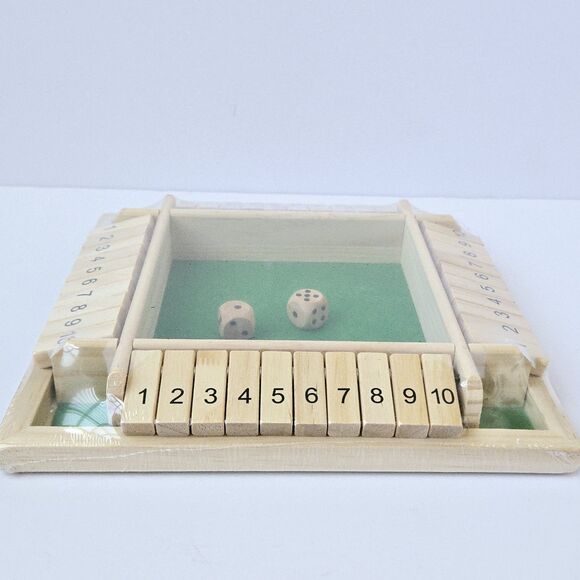 Wooden Shut The Box Family Party Porch Pub Bar Board Dice Game 4-Player Sealed - Picture 2 of 6